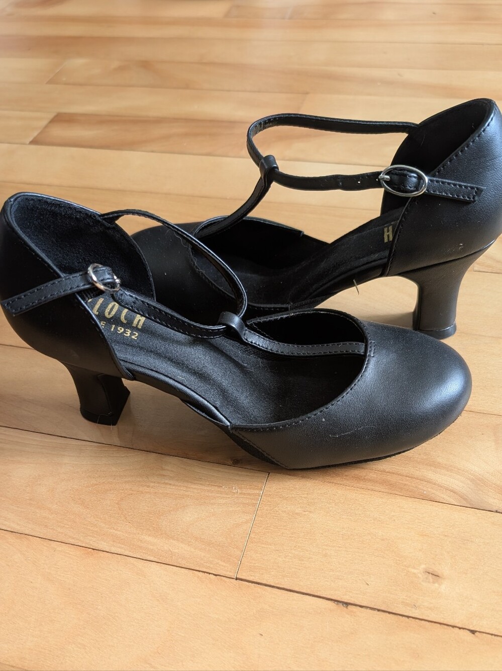 Bloch Black T-Strap Mid Heels